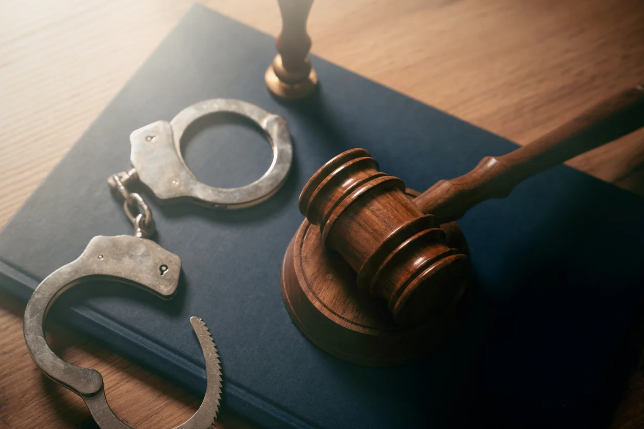 Gavel and handcuffs
